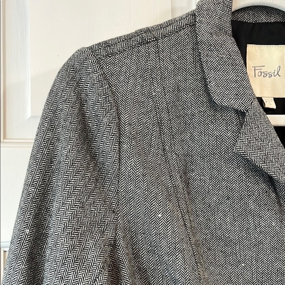 Y2k Fossil Gray Tailored Wool Blend Blazer with Notched Lapel - Size Small - Picture 3 of 14